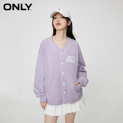 ONLYV领长袖开衫棒球服卫衣