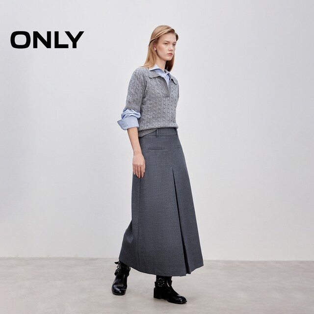 ສີແຂງເທົ່ານັ້ນ A hem suit skirt ຍາວ