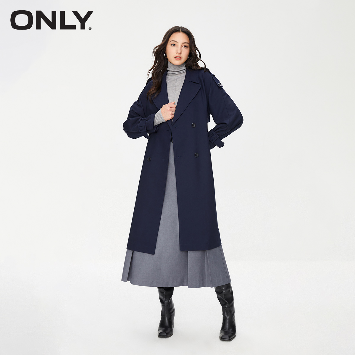 两色可选【ONLY】通勤风时尚长款风衣