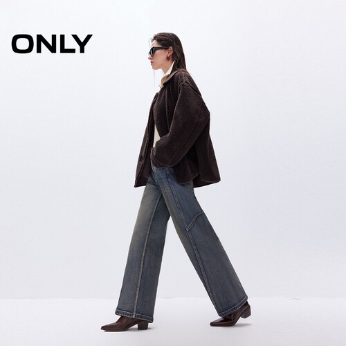 ONLY2026春季新款莱卡通勤拼接宽松直筒裤长裤牛仔裤女|125132071 - 图0