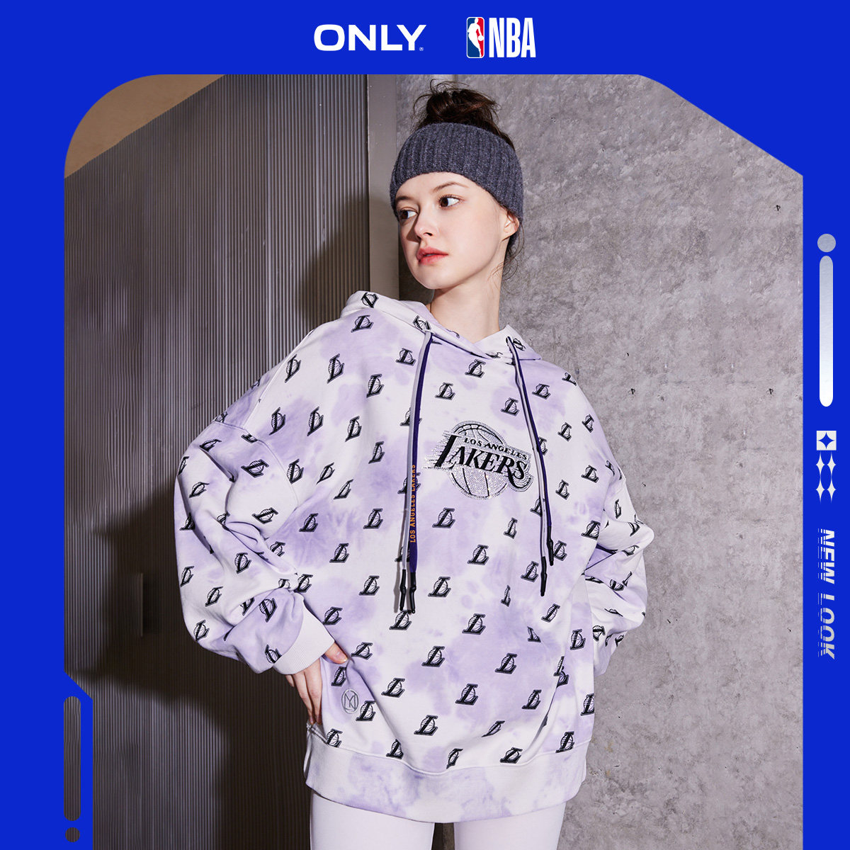 ONLY春季NBA联名款连帽满印中长款卫衣女|12319S016_虎窝淘