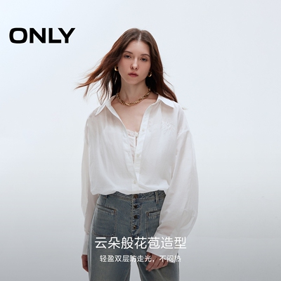 ONLY刺绣字母薄款长袖衬衫