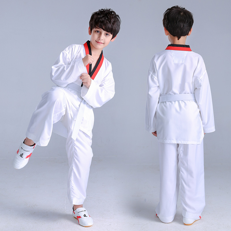 leiskon成人儿童男女款跆拳道服装训练服轻薄透气白带印字表演-图0
