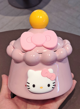 奶油风陶瓷烟灰缸防飞灰防异味带盖烟盅可爱创意家用客厅摆件礼品