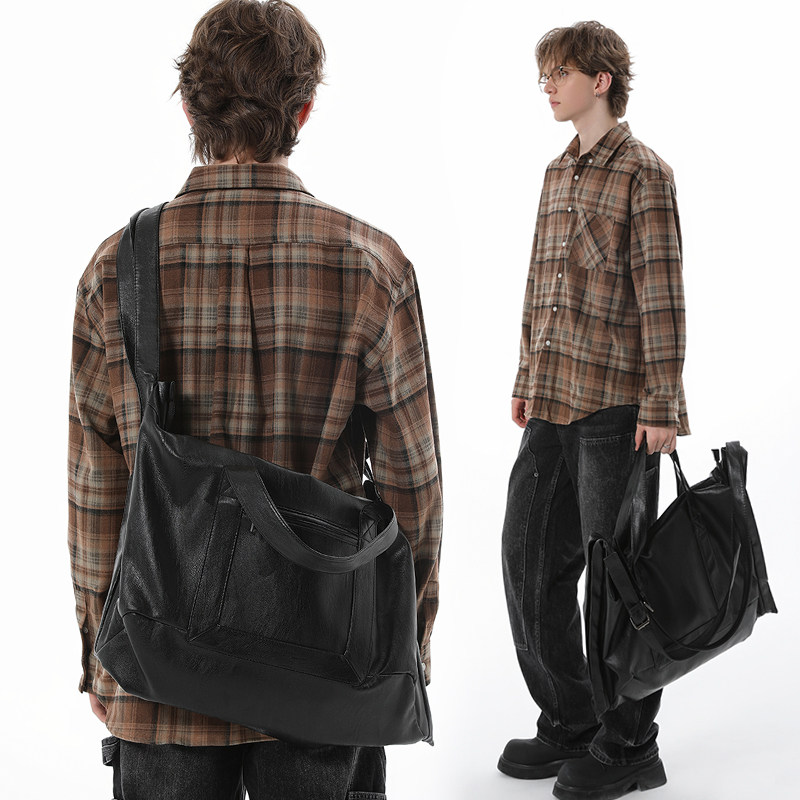 韩国ins风小众潮牌男包皮质大包多功能单肩斜挎包潮手提包健身包,淘宝优惠券,粉丝福利购,淘宝优惠卷