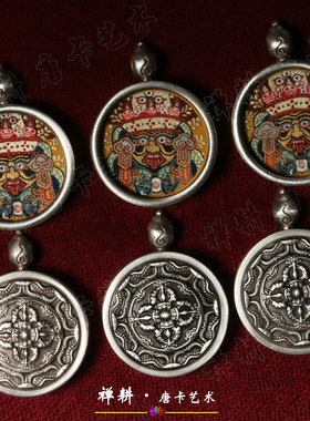 手绘吊坠男女矿料布本微唐小唐卡