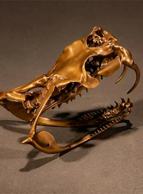 OGRM蛇类头骨复刻摆件青铜书房礼