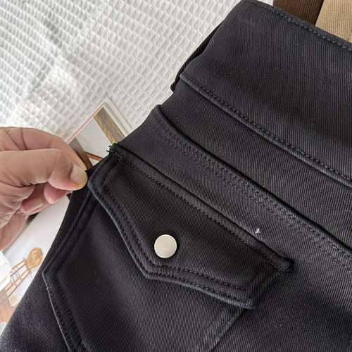 韩版冬季加厚绒复古牛仔风高腰A字半身短裙女显瘦包臀百搭裙子潮 - 图3