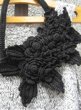 风花~原创文艺范复古纯手工个性钩花棉麻立体花朵项链饰品