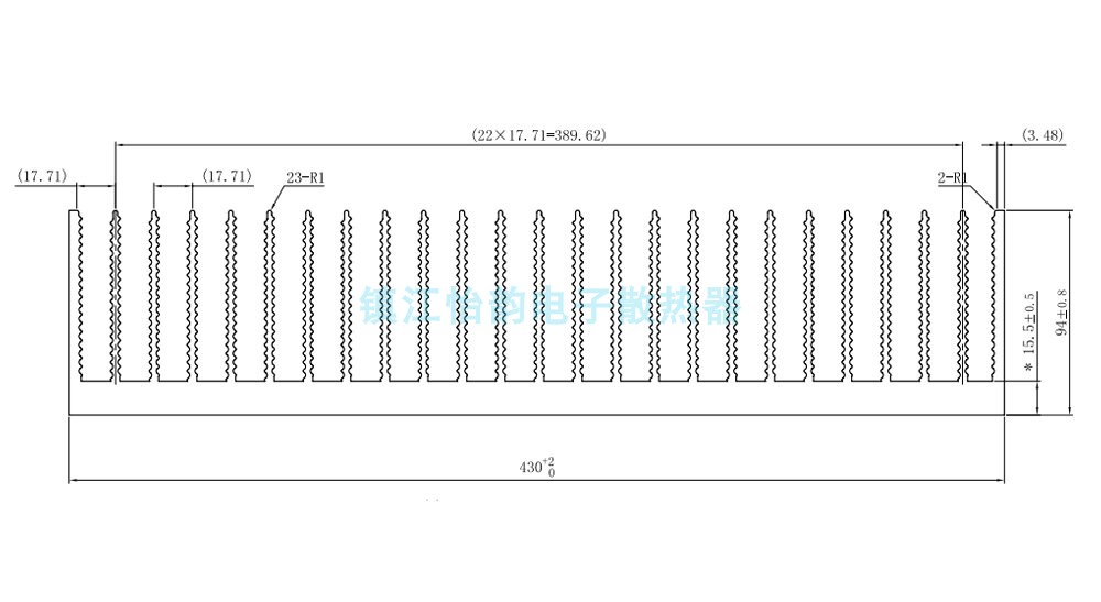 宽430高94.5散热片铝型材散热器铝合金散热器现货可加工开票-图0