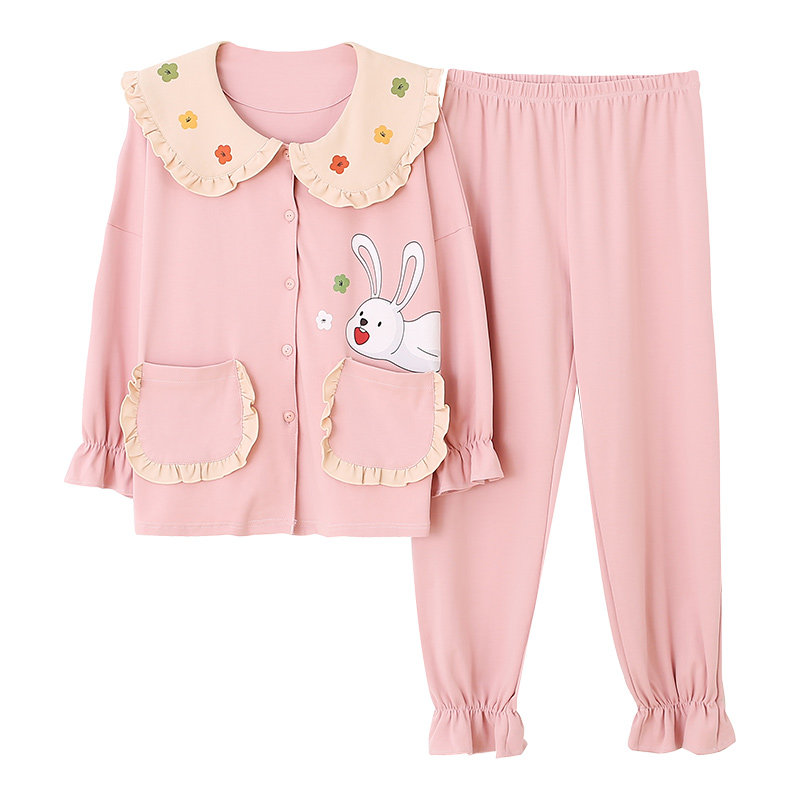 长袖春秋季韩版可爱全棉纯棉睡衣 莺意美睡衣/家居服套装