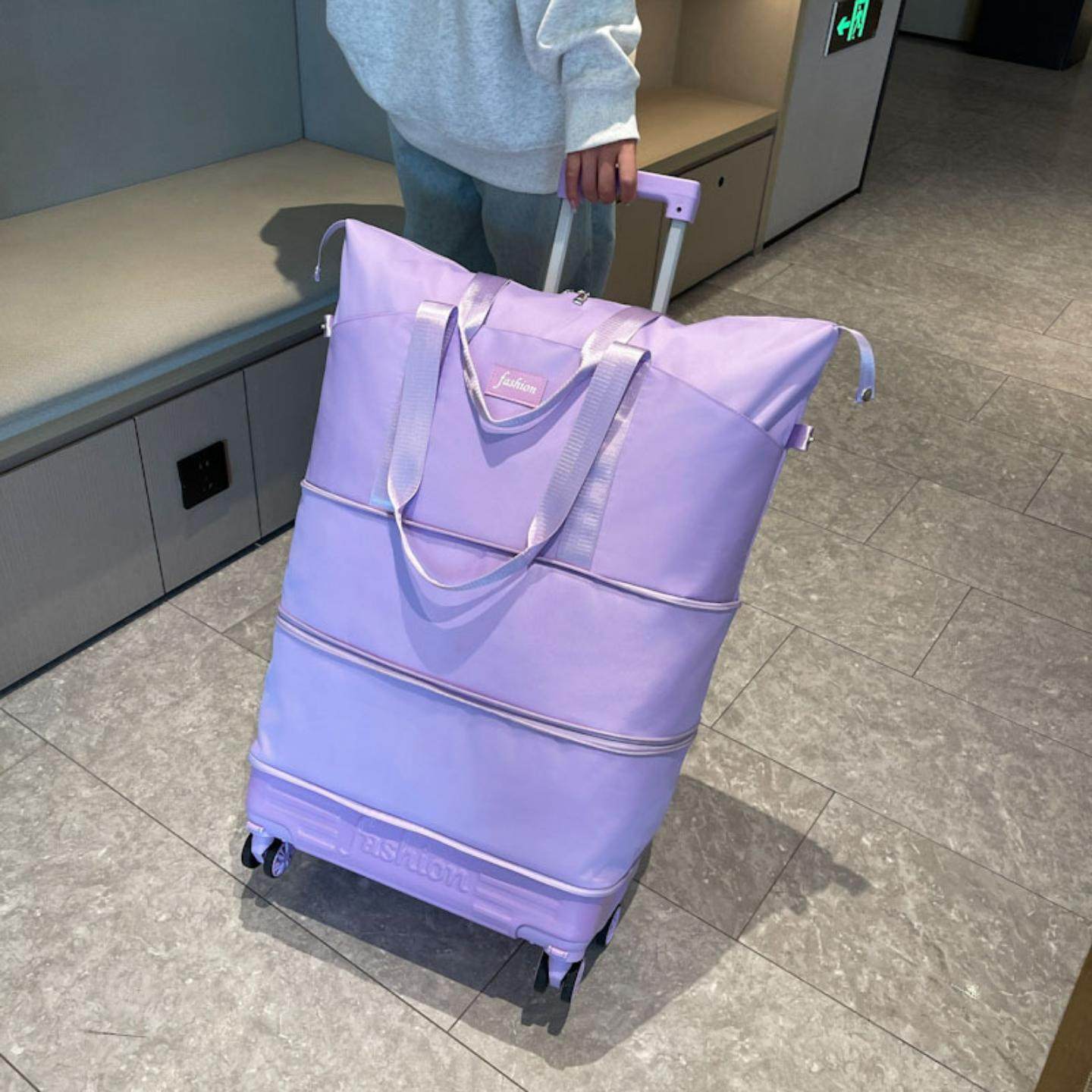 带轮子的行李袋万向背拉两用带拉杆收纳瑜伽待产单肩大容量轻便包,淘宝优惠券,粉丝福利购,淘宝优惠卷