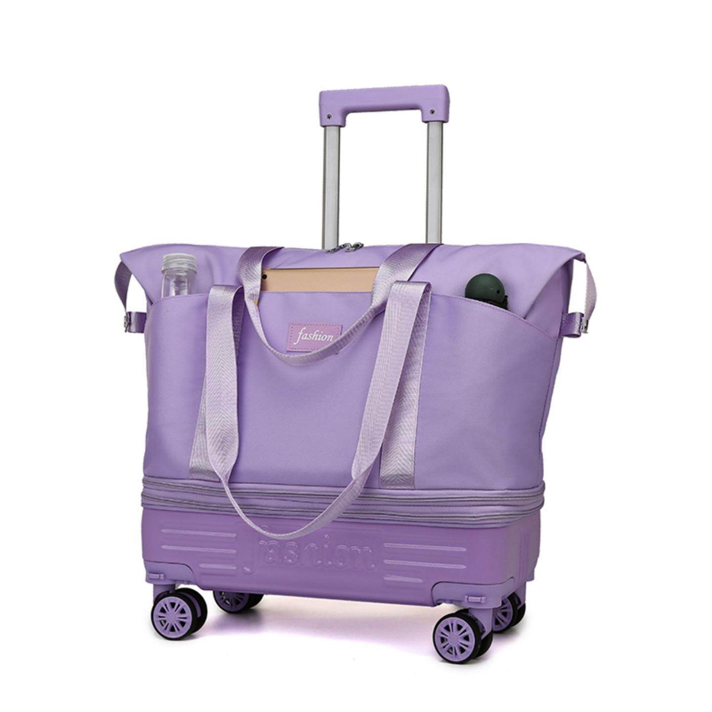 带轮子的行李袋万向背拉两用带拉杆收纳瑜伽待产单肩大容量轻便包,淘宝优惠券,粉丝福利购,淘宝优惠卷