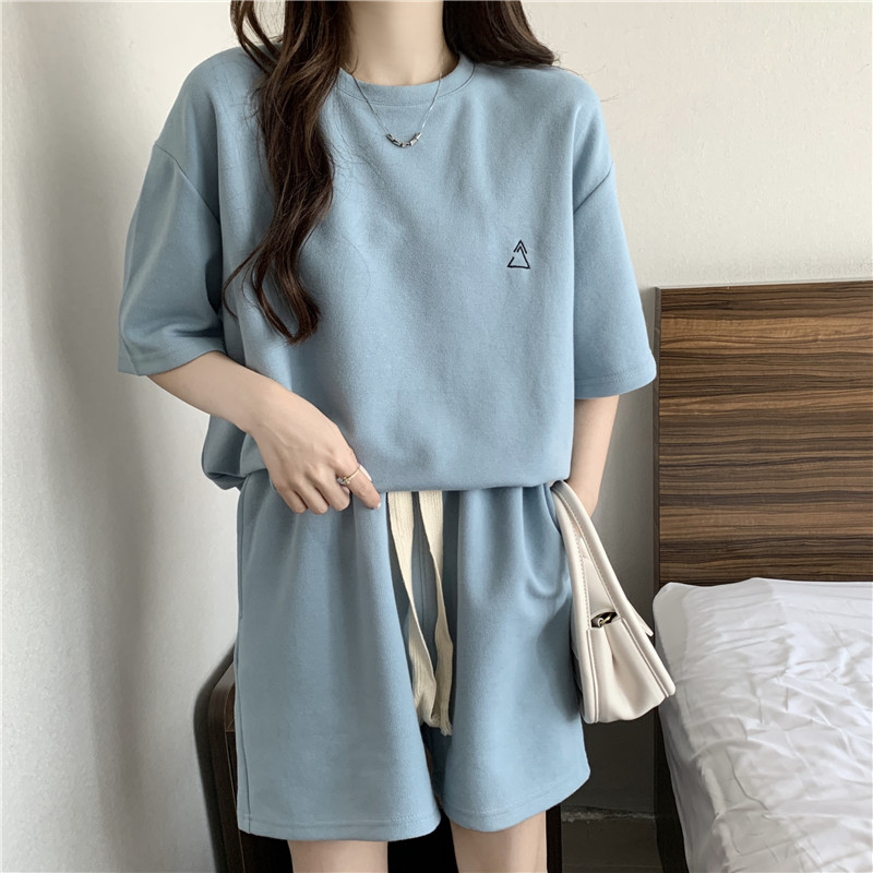 2024年新款休闲运动套装女夏季薄款宽松大码百搭短袖短裤两件套潮,淘宝优惠券,粉丝福利购,淘宝优惠卷