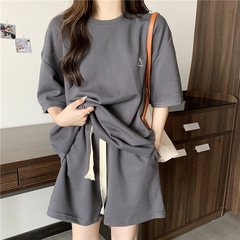 2024年新款休闲运动套装女夏季薄款宽松大码百搭短袖短裤两件套潮,淘宝优惠券,粉丝福利购,淘宝优惠卷