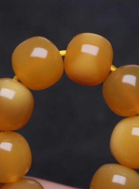 天然缅黄老型佛珠手链单圈手串