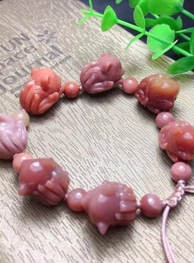 天然阿拉善彩玉九尾狐女士手链