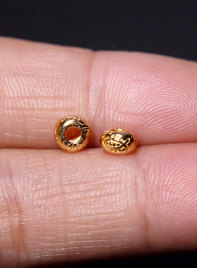 纯银925银镀金吞噬六字双喜百香籽隔片隔珠手串编绳diy文玩配饰