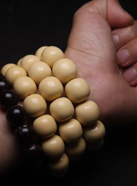 天然金膏玉老型玉化料单圈手串