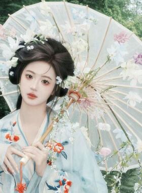 2024新款古风原创花伞小清新超重工汉服配饰百搭lolita伞花仙子