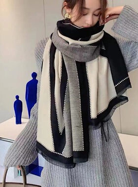 仿羊绒围巾女秋冬季时尚优雅保暖披肩百搭长款加厚空调围脖