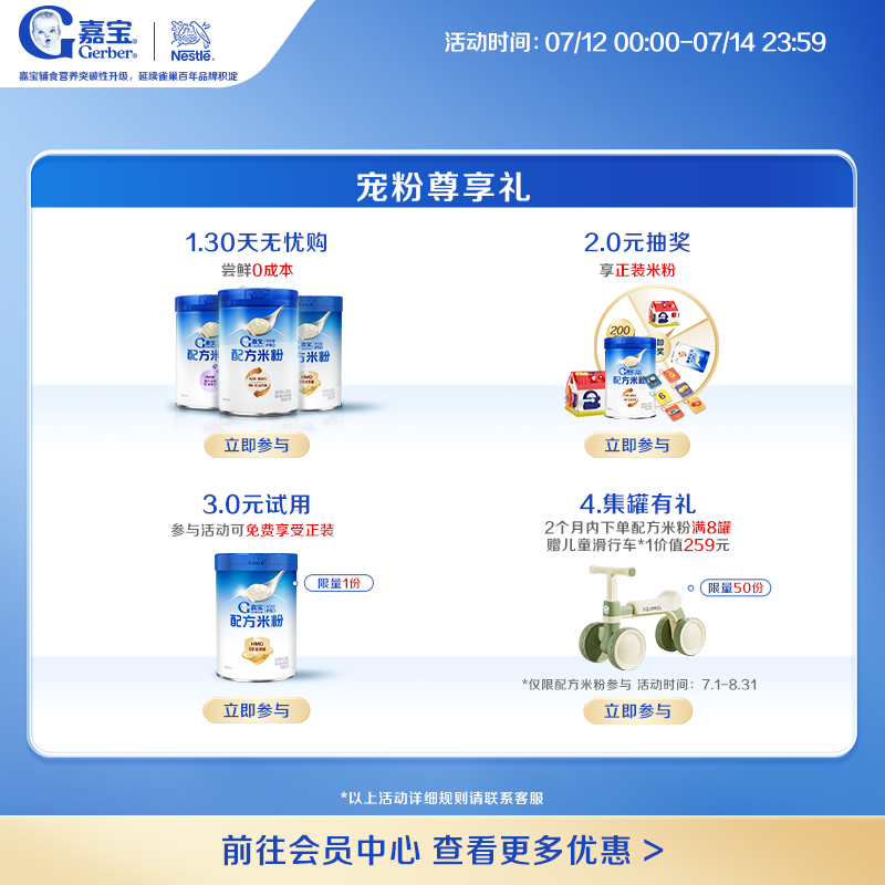 【10倍益生菌】嘉宝配方米粉A2β-酪蛋白高铁婴儿米粉好吸收