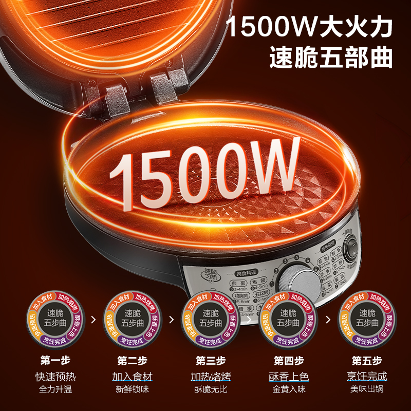 midea美的生活电器专卖店美的电饼铛家用双面加热深盘饼档烙饼锅烤饼机加深加大煎饼锅旗舰3