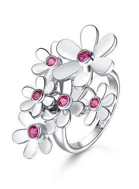 VSCH 波西米亚风格个性夸张铜镀18K金花朵戒指女开口