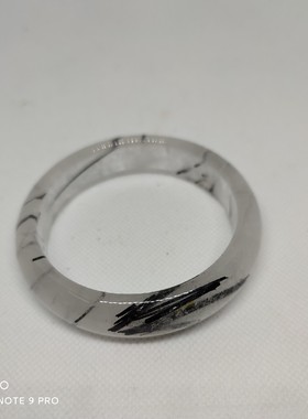 天然黑发白水晶萤石手镯