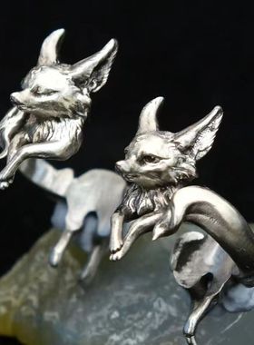 九尾狐戒指狐狸指环国风百搭原创设计复古做旧高级感个性生日礼物