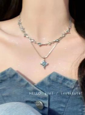 暗夜 星辰沈星回同款项链甜酷双层蓝色星芒项链锁骨链游戏周边款