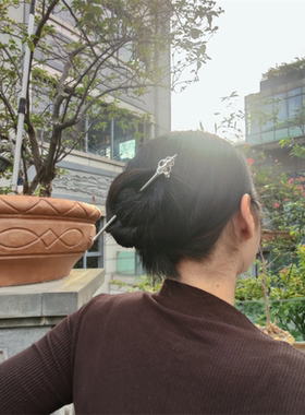 原创禅杖发簪佛系宝藏流行发钗高级感复古小众现代日常盘发配饰品