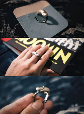 姆明戒指可爱小众治愈动漫周边简约百搭可调节指环生日礼物调节款