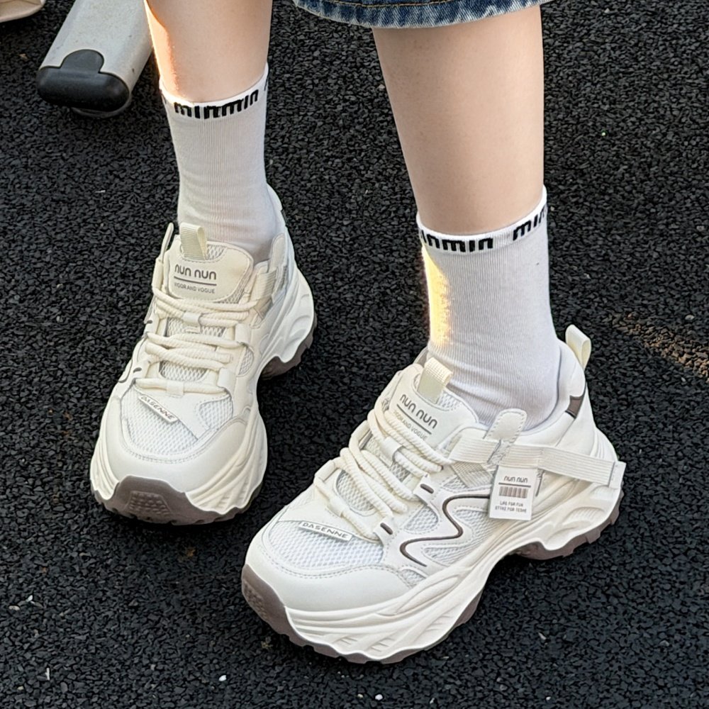 真皮厚底老爹鞋女2026春季新款百搭轻便透气运动休闲鞋显脚小女鞋,淘宝优惠券,粉丝福利购,淘宝优惠卷