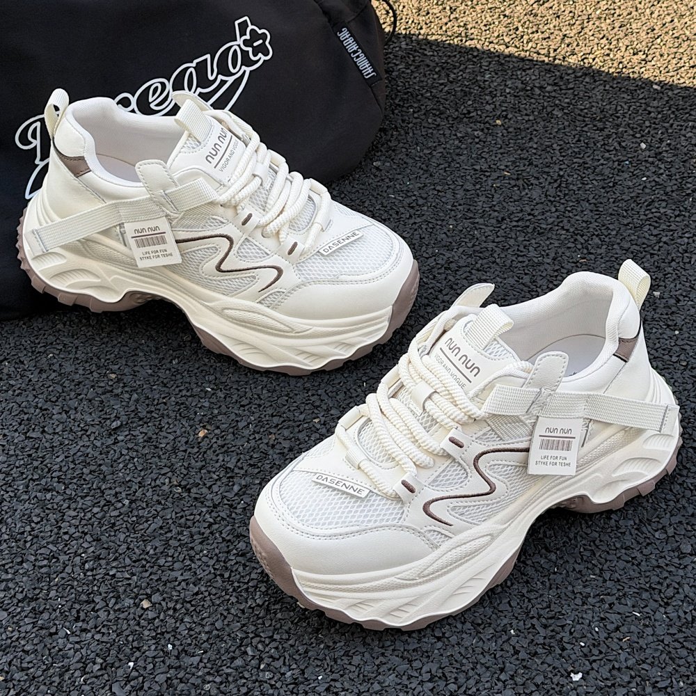 真皮厚底老爹鞋女2026春季新款百搭轻便透气运动休闲鞋显脚小女鞋,淘宝优惠券,粉丝福利购,淘宝优惠卷