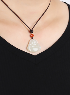 灵隐天然和田玉佛公吊坠观音挂件