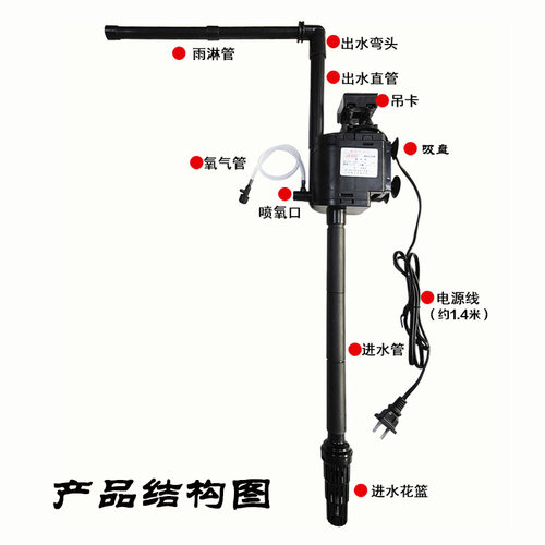 JEBO佳宝三合一鱼缸静音潜水泵AP119B过滤器增氧泵多功能水循环泵 - 图2