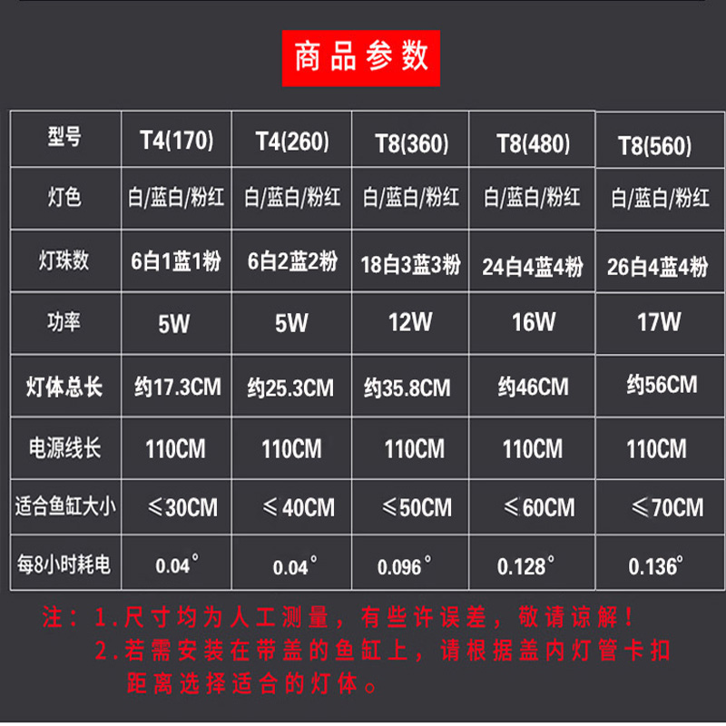 超亮LED鱼缸潜水灯配缸灯水族箱防水灯水陆两用增艳中小型水草灯