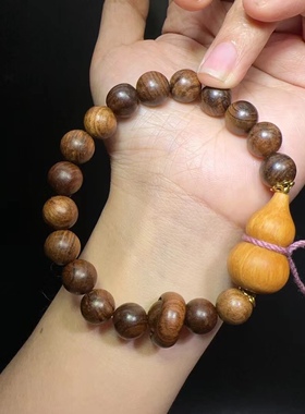 10MM黄花梨木搭配檀香木葫芦配件文玩手链学生手串男女情侣饰品