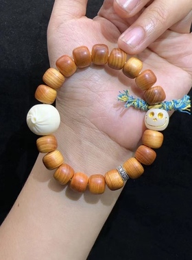 高油崖柏老型珠手链搭配象牙果包子文玩手链