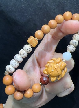 8MM芭比檀香九尾狐手链搭配星月菩提手链中国风