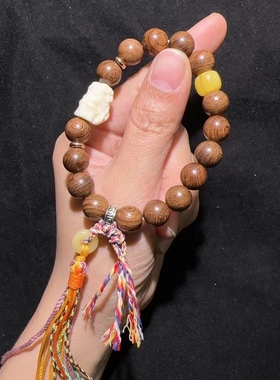 金丝檀木10MM搭配九尾狐仙象牙果文玩手链