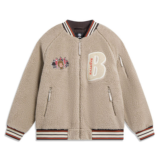 李宁正品新款冬季男子反伍系列针织保暖运动舒适棒球服AFMT017-1