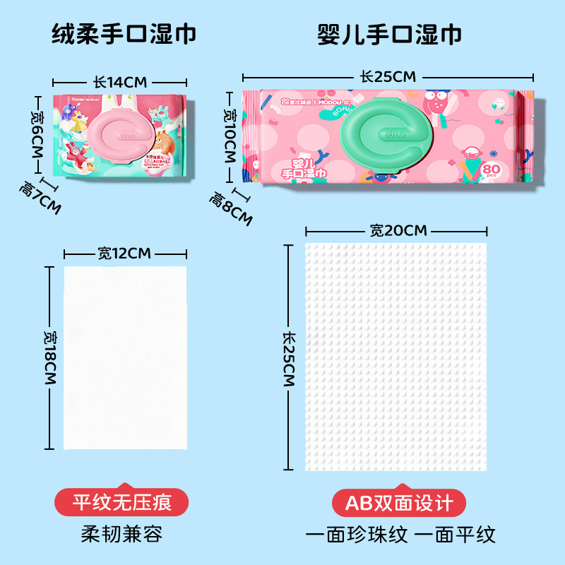 怡恩贝婴儿湿巾80抽大尺寸手口屁专用婴幼儿新生宝宝超大包装加厚 - 图1