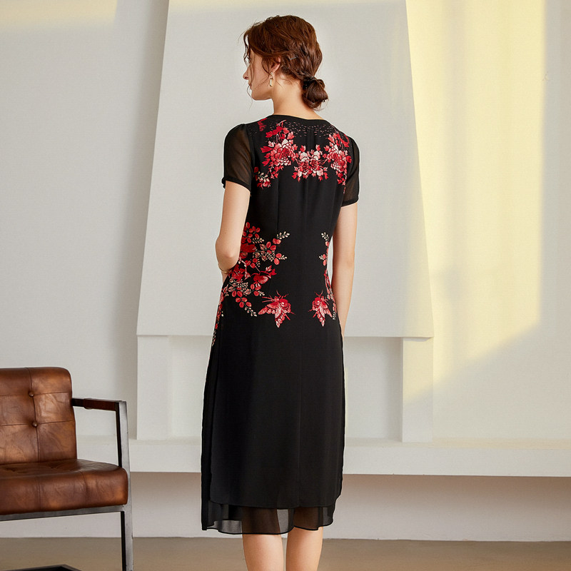 乔妮塔妈妈2022夏季新款雪纺印花 乔妮塔连衣裙