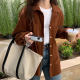 Retro long sleeve corduroy caramel shirt jacket thick