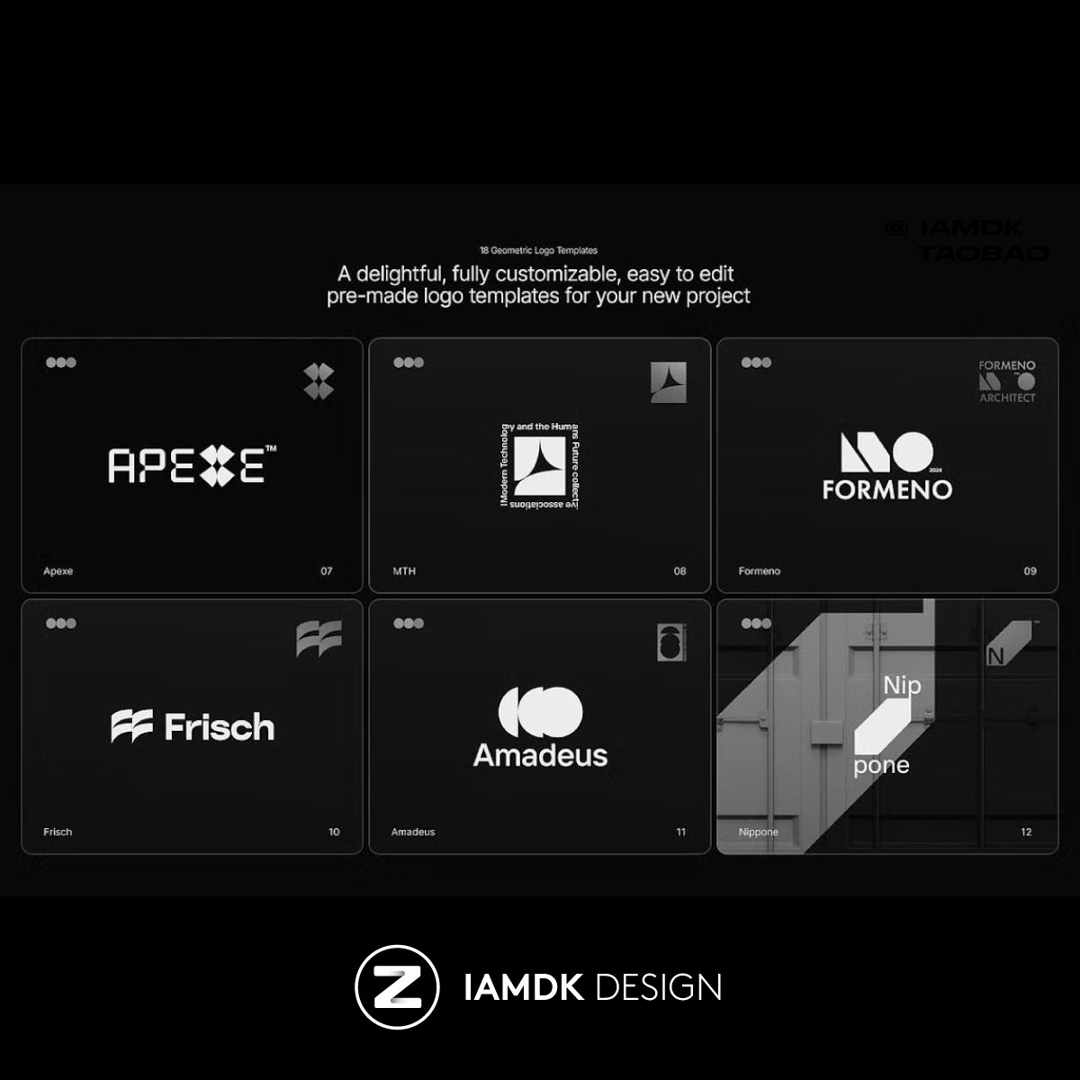 18款时尚品牌公司企业徽标标识标志几何LOGO设计PSAI格式模板素材 - 图1