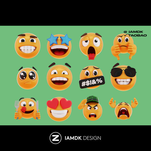 30 interesting 3D three-dimensional Emoji icons design png/blender format materials