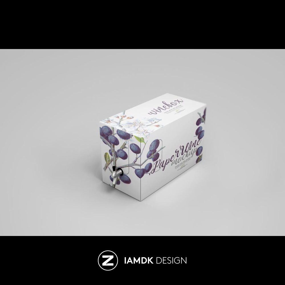 Paper Wine Box Mockup 纸质酒盒外观设计样机模板 M2020040105 - 图0