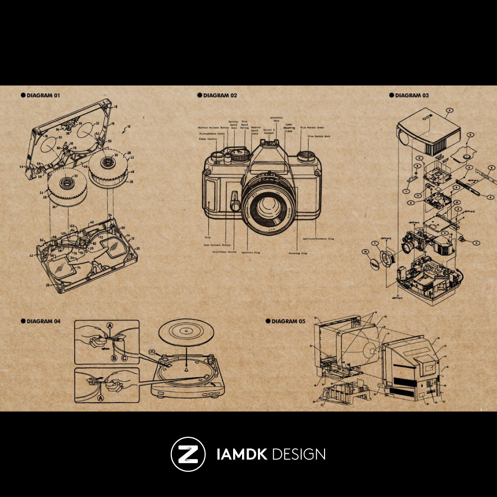 Retro Diagrams 32款复古矢量电子设备结构线稿图 B2020061003 - 图0